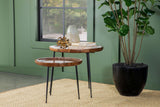 Nuala 2-Piece Round Nesting Table with Tripod Tapered Legs Honey/Black