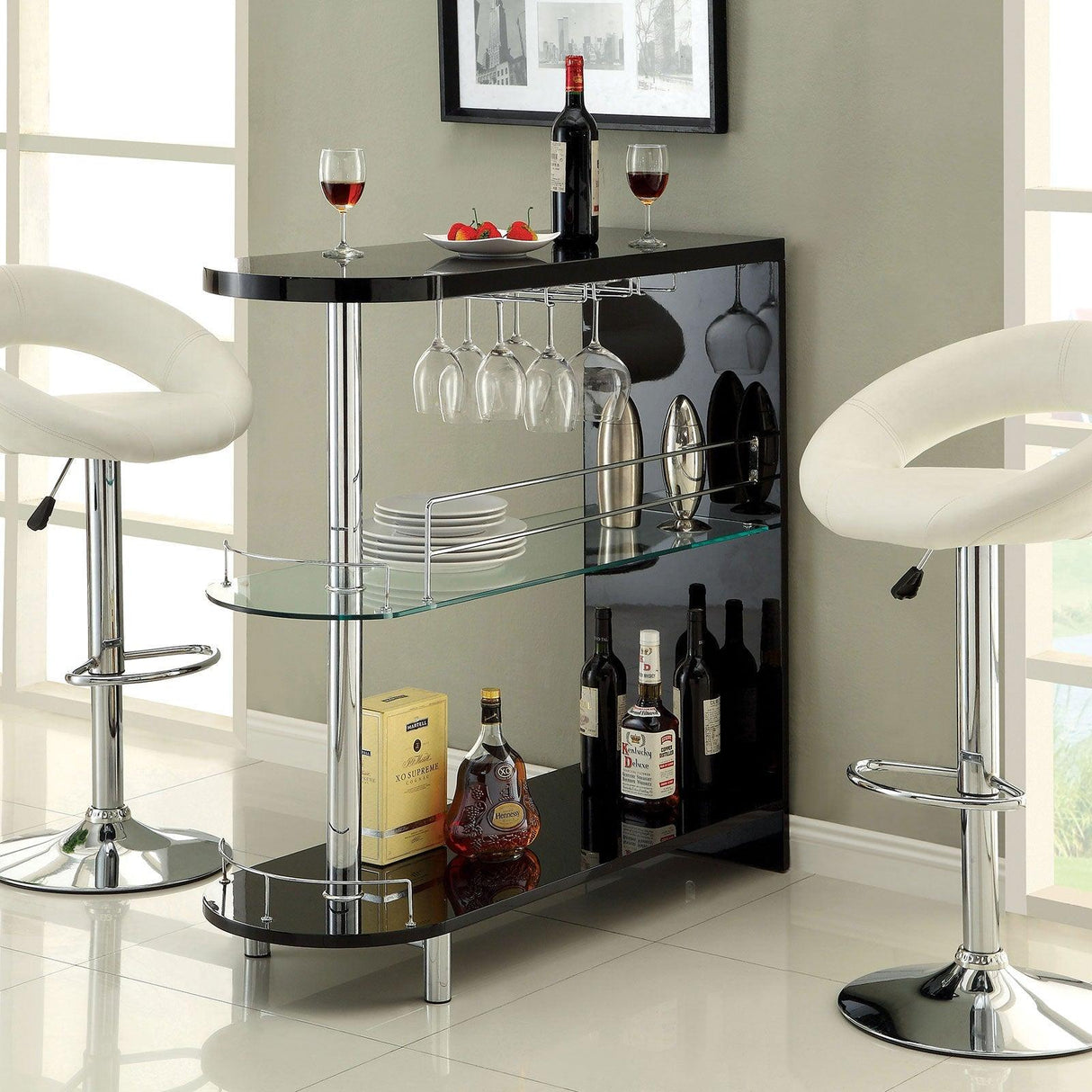 Numbi Black/Chrome Mini Server by Furniture of America at Eve Furniture