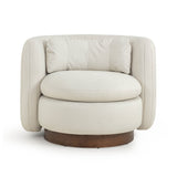 Nura Cream Vegan Mohair Swivel Accent Chair by TOV Furniture at Eve Furniture