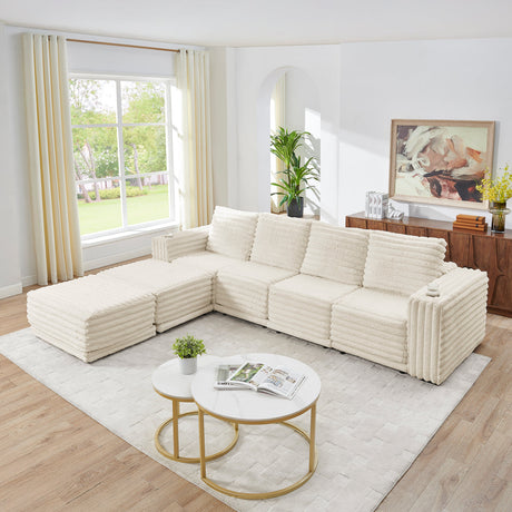 Nuve Cream 6-Piece Sectional by New Era Innovations at Eve Furniture