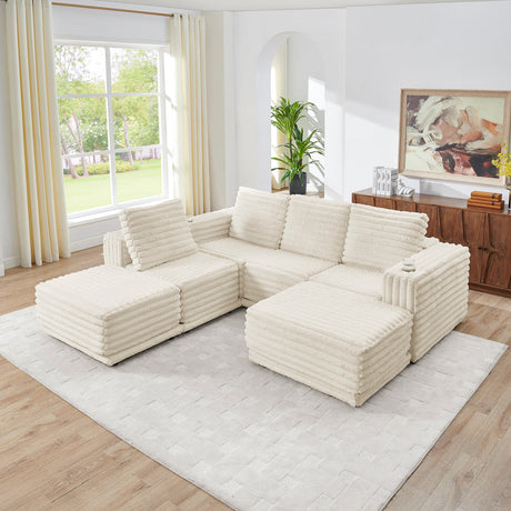 Nuve Cream 6-Piece Sectional by New Era Innovations at Eve Furniture