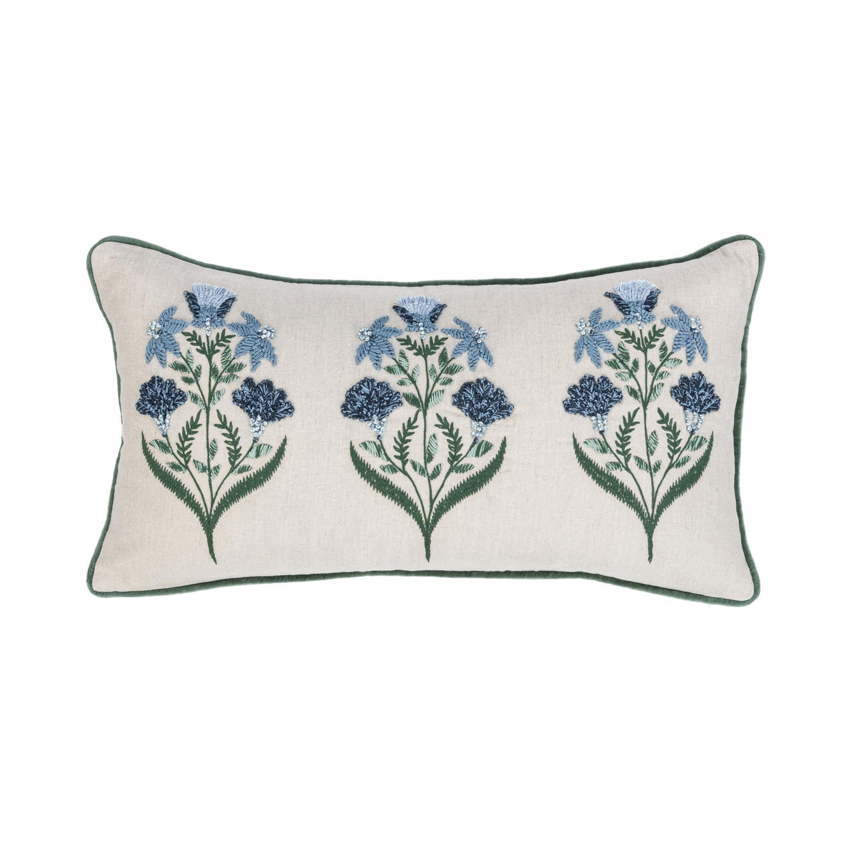 NV Belcourt Floral Natural/Blue 14x26 Throw Pillow (Set of 2) by Classic Home at Eve Furniture