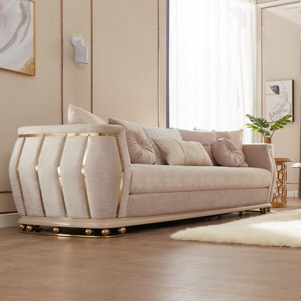 Nyerere Beige Fabric Loveseat by Homey Design at Eve Furniture