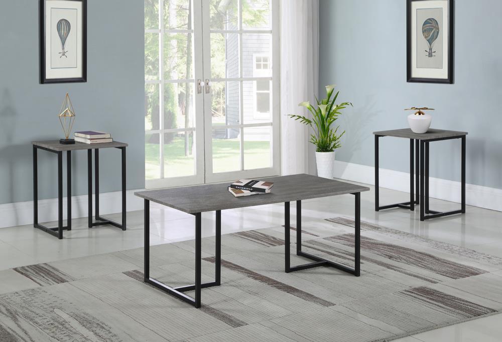 Nyla Weathered Gray/Black 3-Piece Occasional Set by Coaster at Eve Furniture