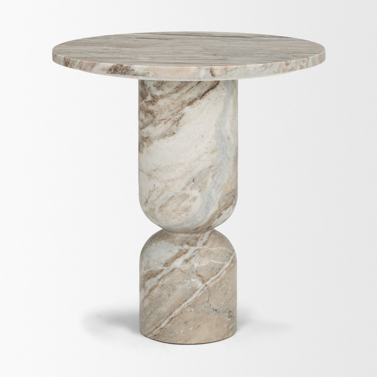 Nylah Solid Pink Marble Round Accent Table by Mercana at Eve Furniture