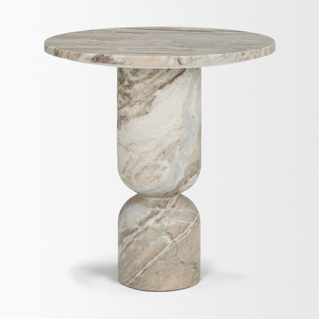 Nylah Solid Pink Marble Round Accent Table by Mercana at Eve Furniture