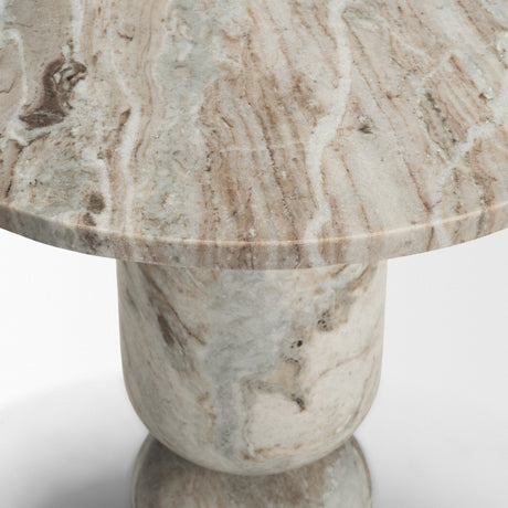 Nylah Solid Pink Marble Round Accent Table by Mercana at Eve Furniture
