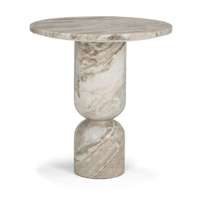Nylah Solid Pink Marble Round Accent Table by Mercana at Eve Furniture