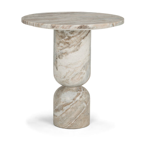 Nylah Solid Pink Marble Round Accent Table by Mercana at Eve Furniture