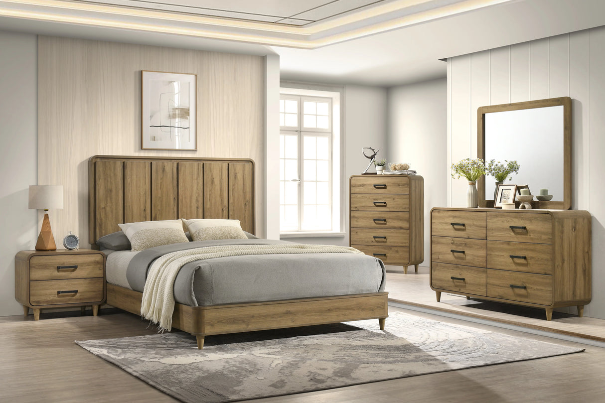 Nyomi Light Brown Queen Panel Bed by Crown Mark at Eve Furniture