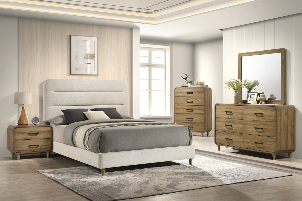 Nyomi White & Brown Upholstered Bedroom Set by Crown Mark at Eve Furniture