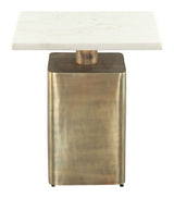 Nyra Side Table White & Brass by Zuomod at Eve Furniture