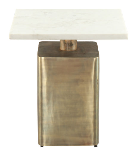 Nyra Side Table White & Brass by Zuomod at Eve Furniture