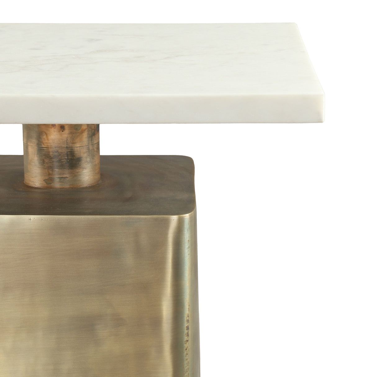 Nyra Side Table White & Brass by Zuomod at Eve Furniture