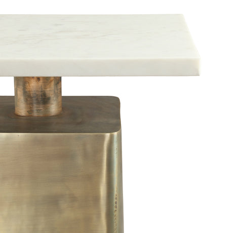 Nyra Side Table White & Brass by Zuomod at Eve Furniture