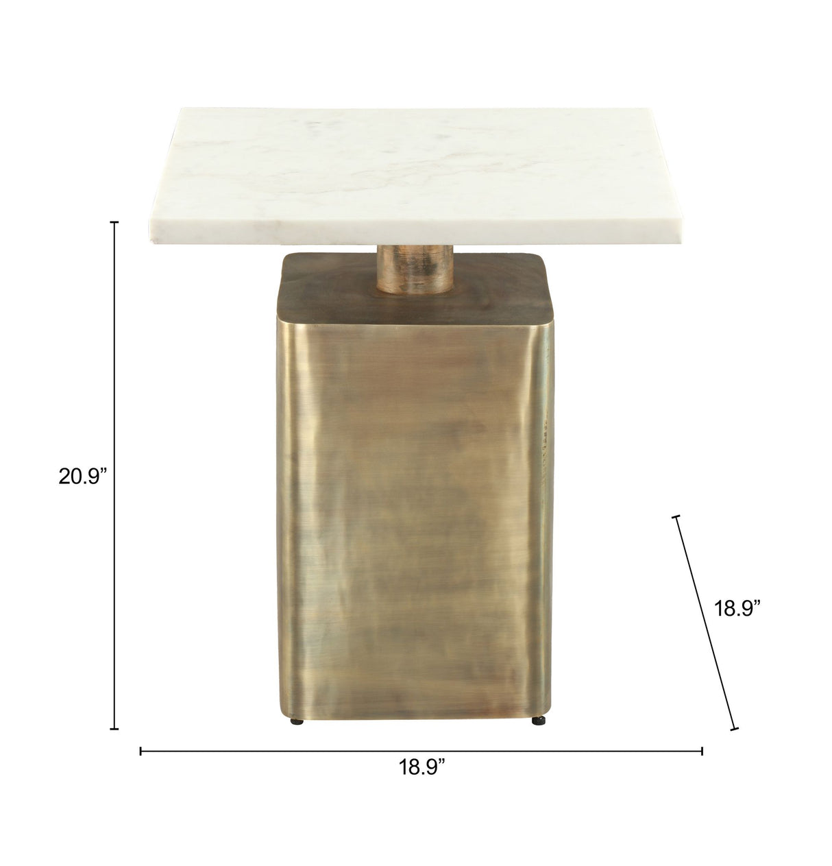 Nyra Side Table White & Brass by Zuomod at Eve Furniture