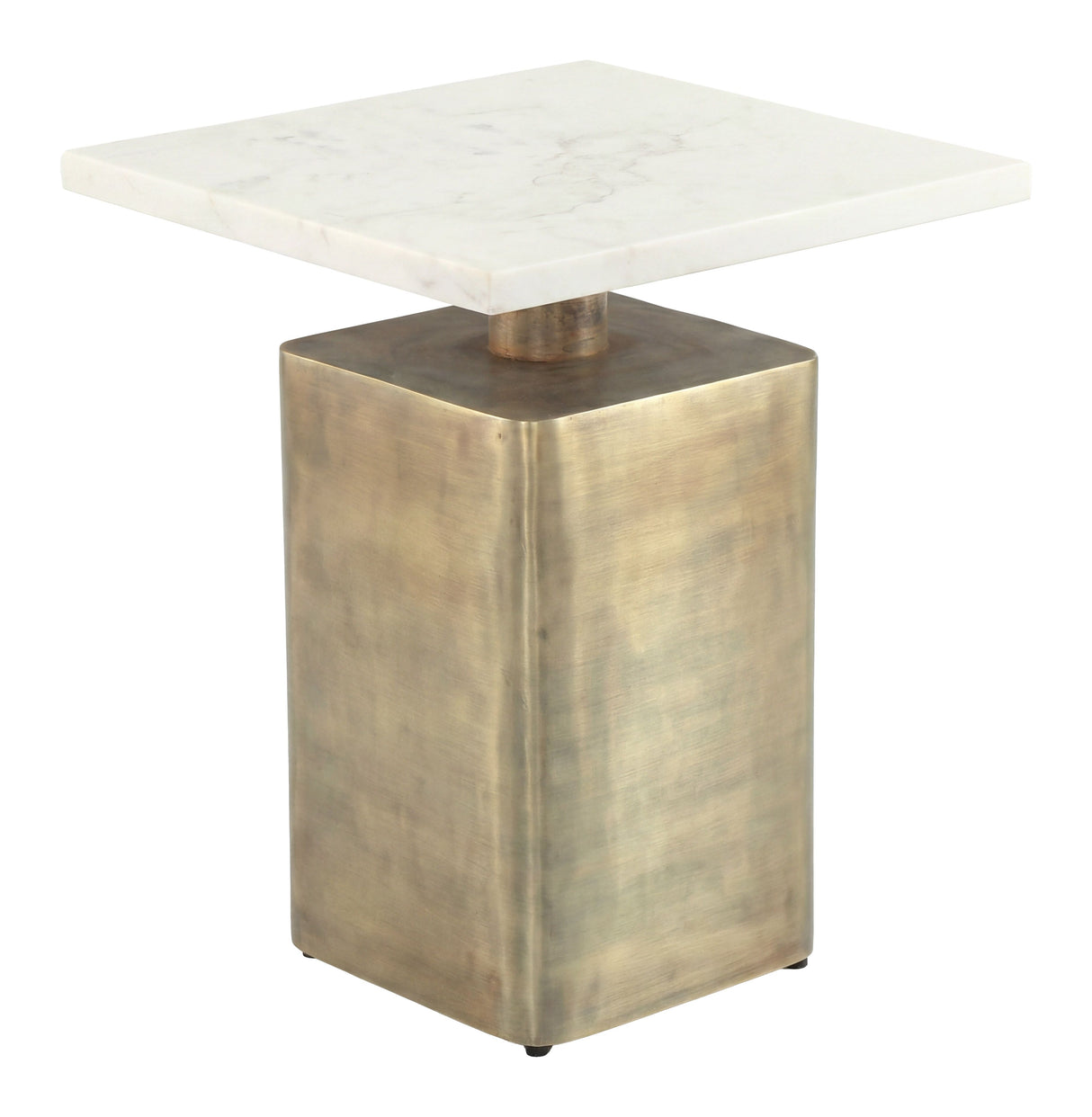 Nyra Side Table White & Brass by Zuomod at Eve Furniture
