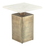 Nyra Side Table White & Brass by Zuomod at Eve Furniture