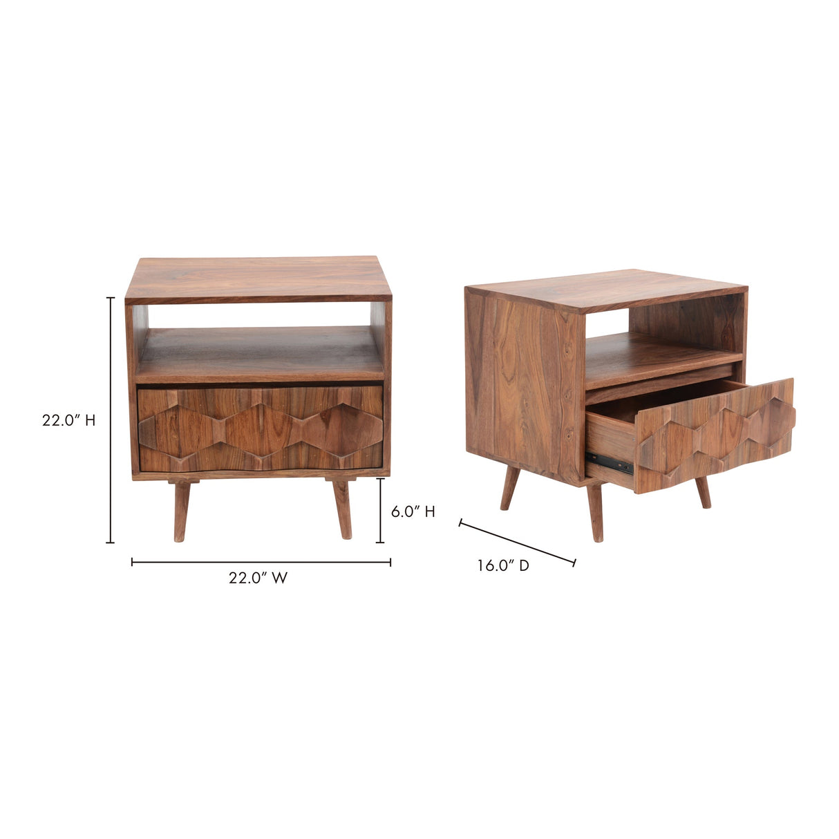 O2 Natural Nightstand by Moe's Home at Eve Furniture