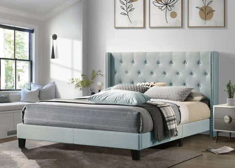 Oak Light Blue Platform Full Bed by Happy Homes at Eve Furniture