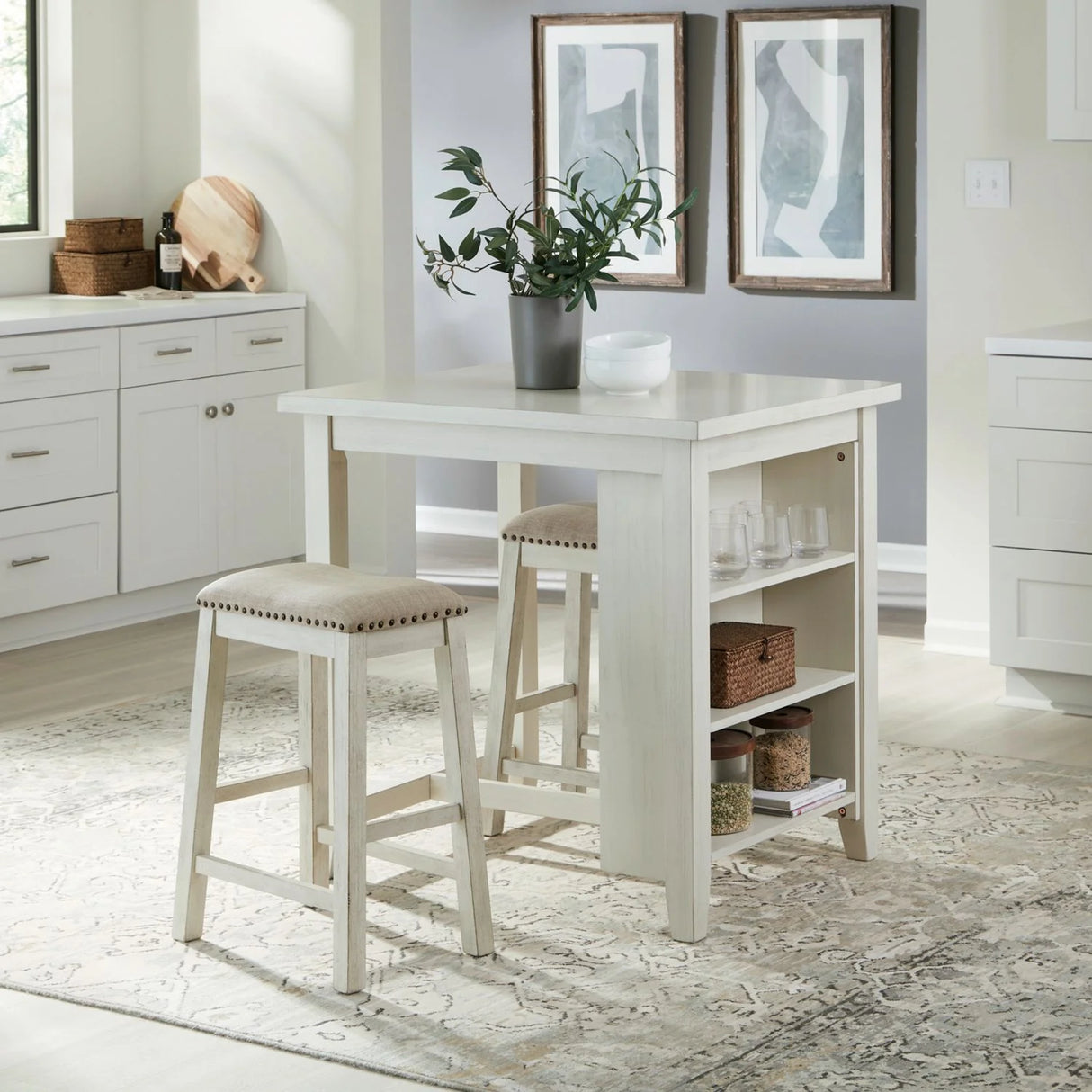 Oak White 3-Piece Dining Room Set by Happy Homes at Eve Furniture