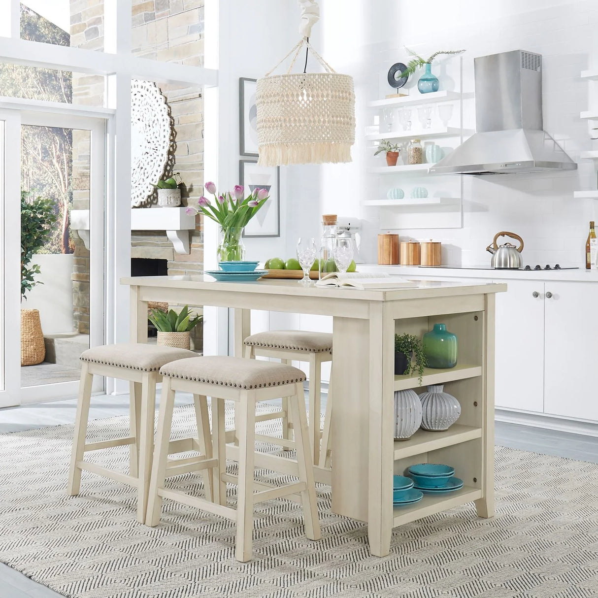 Oak White 5-Piece Dining Room Set by Happy Homes at Eve Furniture