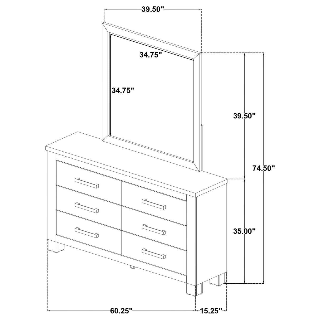 Oakglen Weathered Oak 6-drawer Bedroom Dresser and Mirror by Coaster at Eve Furniture