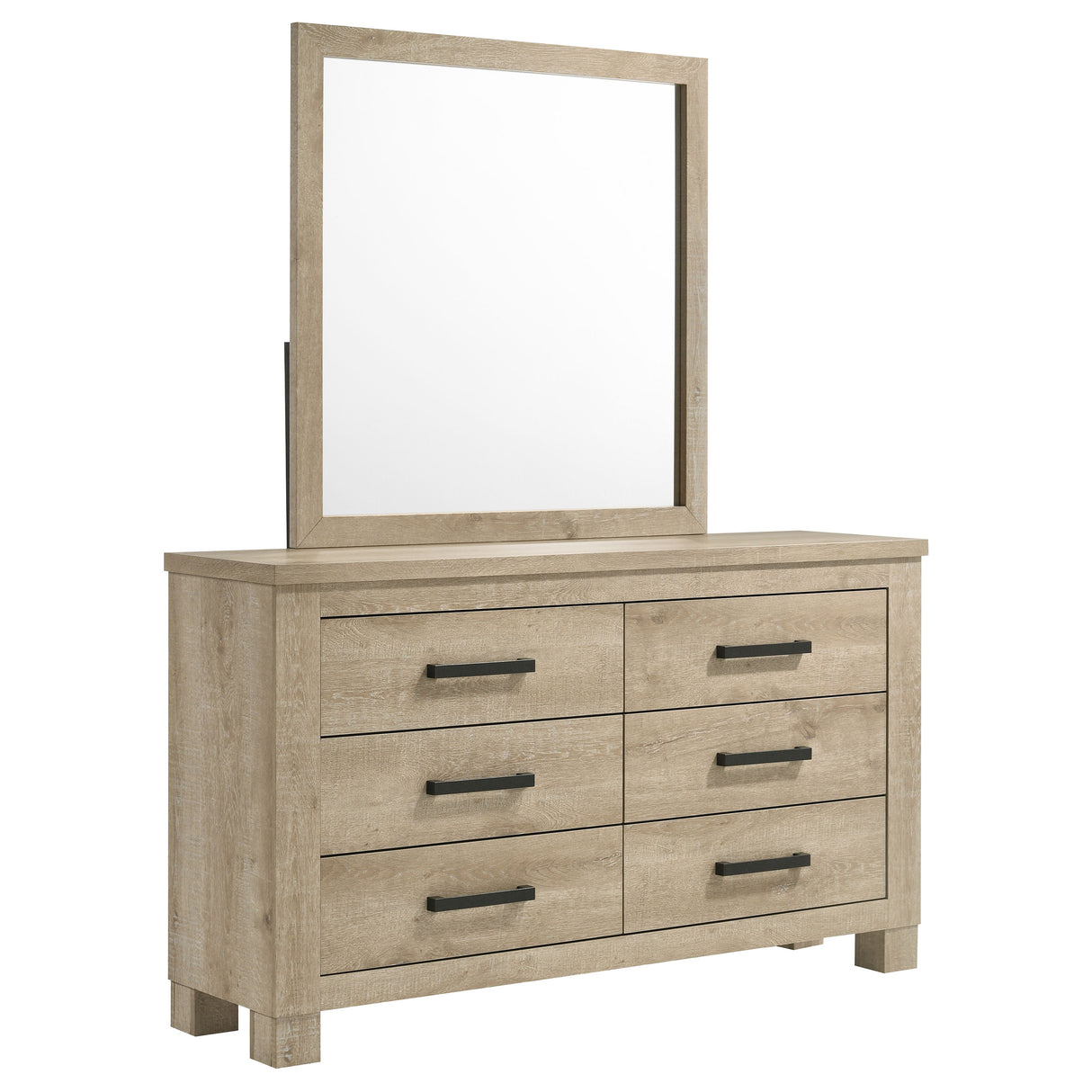 Oakglen Weathered Oak 6-drawer Bedroom Dresser and Mirror by Coaster at Eve Furniture
