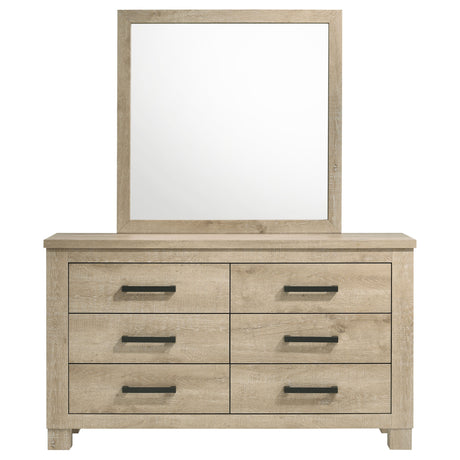 Oakglen Weathered Oak 6-drawer Bedroom Dresser and Mirror by Coaster at Eve Furniture
