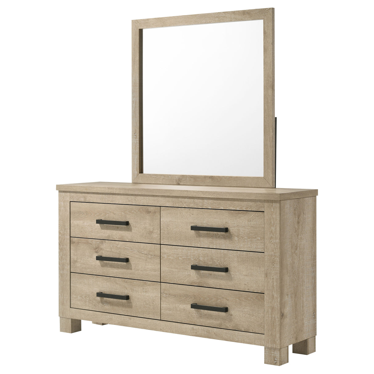 Oakglen Weathered Oak 6-drawer Bedroom Dresser and Mirror by Coaster at Eve Furniture