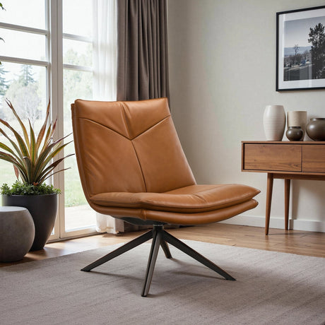 Oakland Cognac Vegan Leather Swivel Chair by Ashcroft Furniture at Eve Furniture