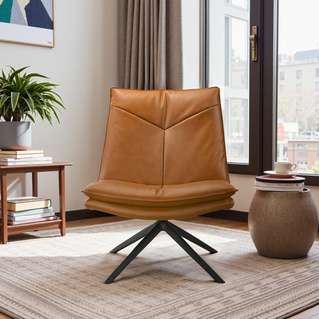 Oakland Cognac Vegan Leather Swivel Chair by Ashcroft Furniture at Eve Furniture