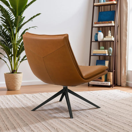 Oakland Cognac Vegan Leather Swivel Chair by Ashcroft Furniture at Eve Furniture