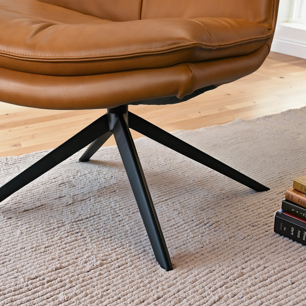 Oakland Cognac Vegan Leather Swivel Chair by Ashcroft Furniture at Eve Furniture