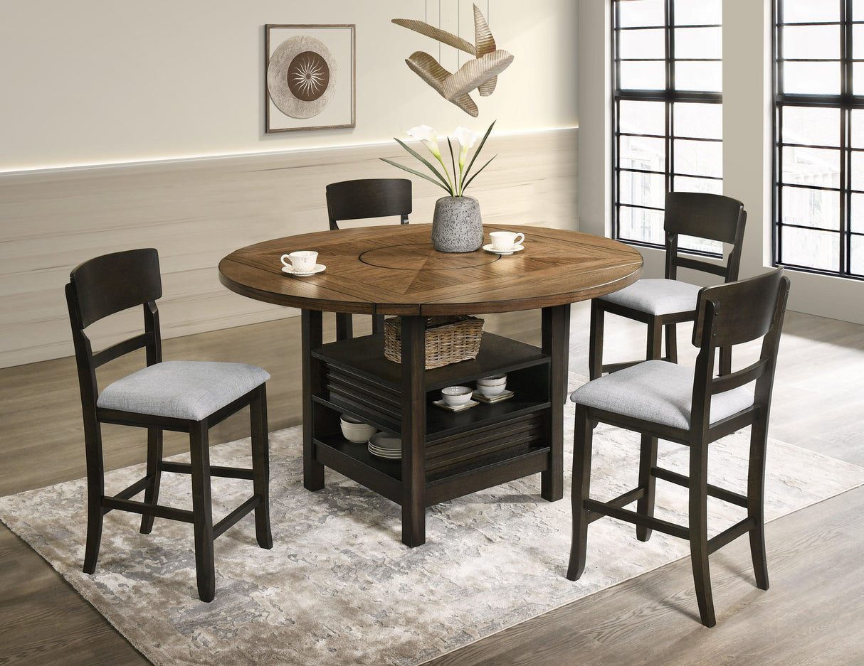 Oakly Brown Round and Square Counter Height Dining Set by Crown Mark at Eve Furniture