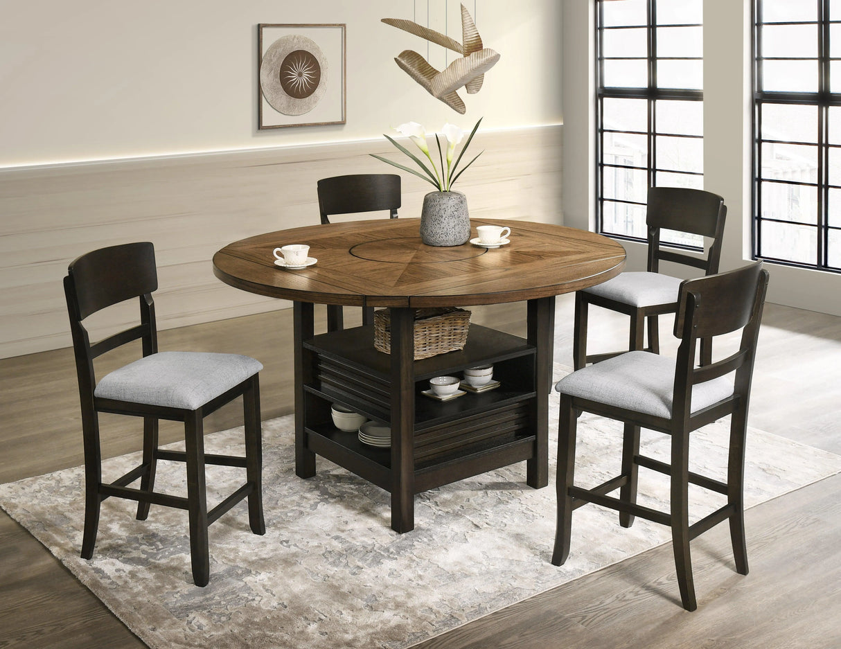 Oakly Brown Round and Square Counter Height Dining Set by Crown Mark at Eve Furniture