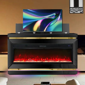 Oakroot Black Fireplace TV Stand by Happy Homes at Eve Furniture