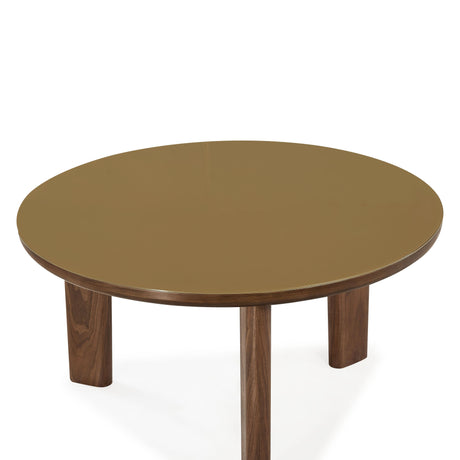 Oani Walnut and Glass 51" Round Dining Table by TOV Furniture at Eve Furniture
