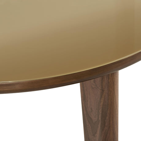 Oani Walnut and Glass 51" Round Dining Table by TOV Furniture at Eve Furniture