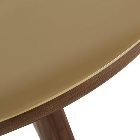 Oani Walnut and Glass 51" Round Dining Table by TOV Furniture at Eve Furniture