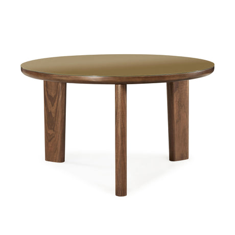 Oani Walnut and Glass 51" Round Dining Table by TOV Furniture at Eve Furniture