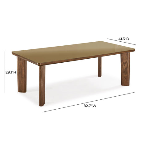 Oani Walnut and Glass 83" Rectangular Dining Table by TOV Furniture at Eve Furniture