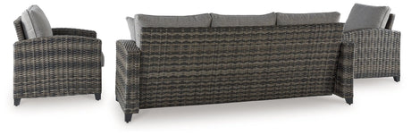 Oasis Court Gray 4-Piece Outdoor Conversation Set by Ashley at Eve Furniture