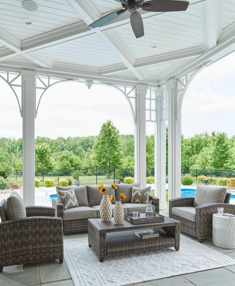 Oasis Court Gray 4-Piece Outdoor Conversation Set by Ashley at Eve Furniture