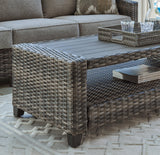 Oasis Court Gray 4-Piece Outdoor Conversation Set by Ashley at Eve Furniture