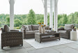 Oasis Court Gray 4-Piece Outdoor Conversation Set by Ashley at Eve Furniture