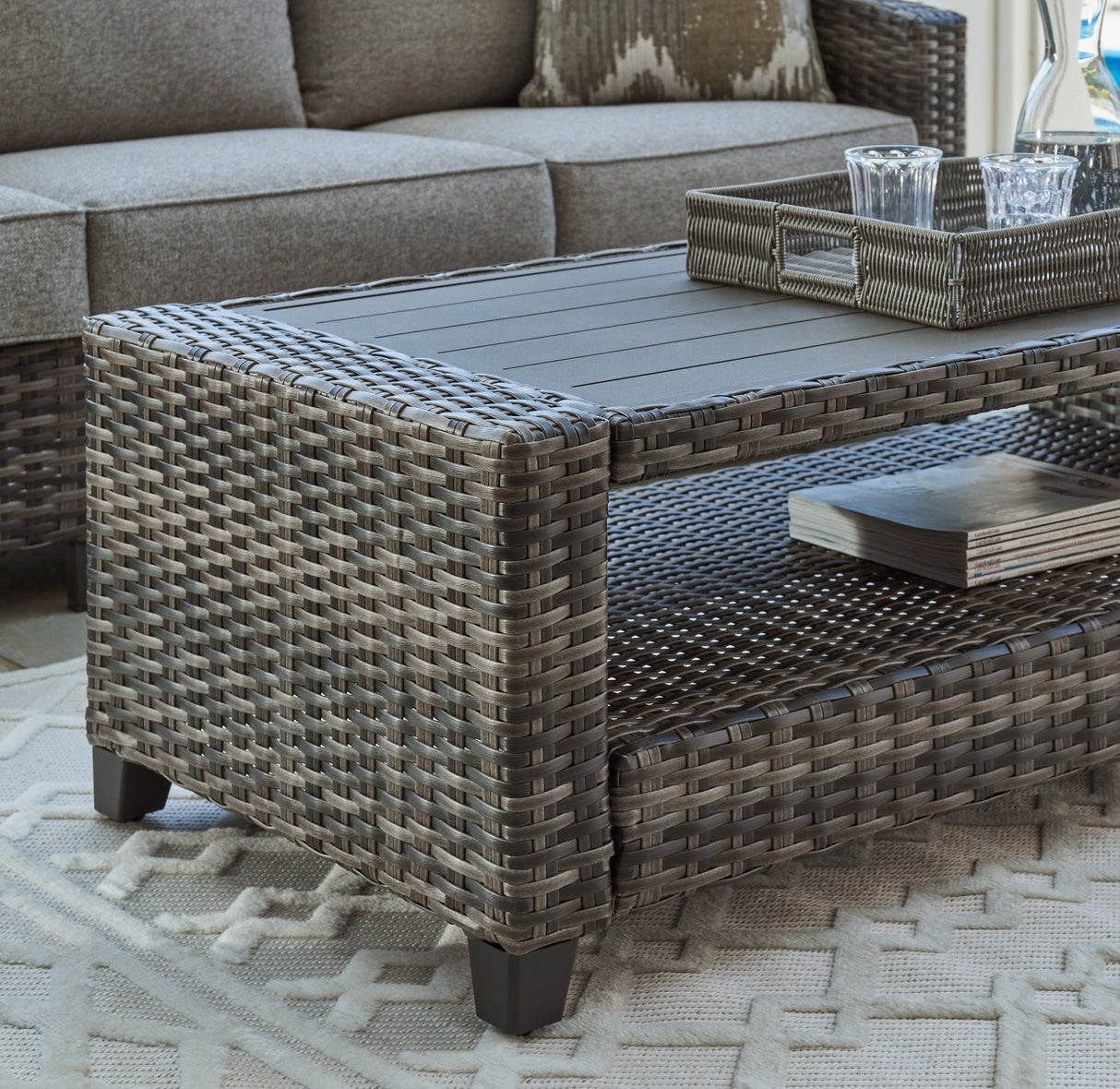 Oasis Court Gray Outdoor Sofa/Chairs/Table Set