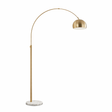Oasis Long Arm Gold Brass Adjustable Floor Lamp with Round White Marble Base by Ashcroft Imports at Eve Furniture