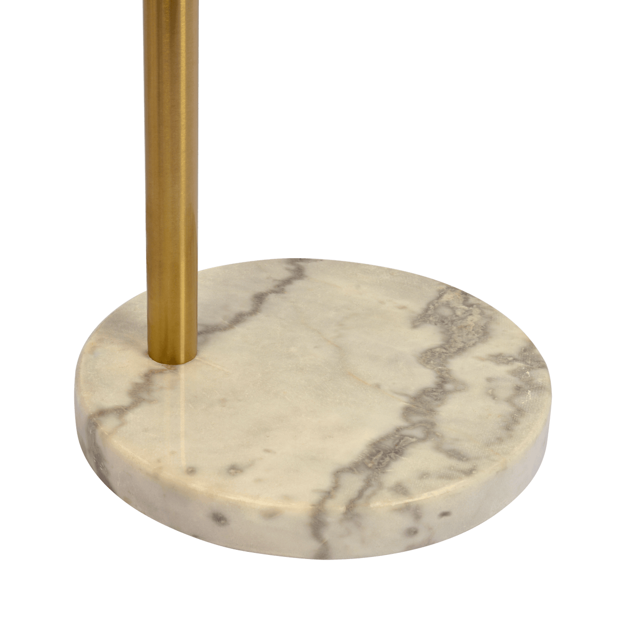 Oasis Long Arm Gold Brass Adjustable Floor Lamp with Round White Marble Base