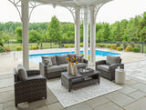 Oasis Court Gray 4-Piece Outdoor Conversation Set by Ashley at Eve Furniture